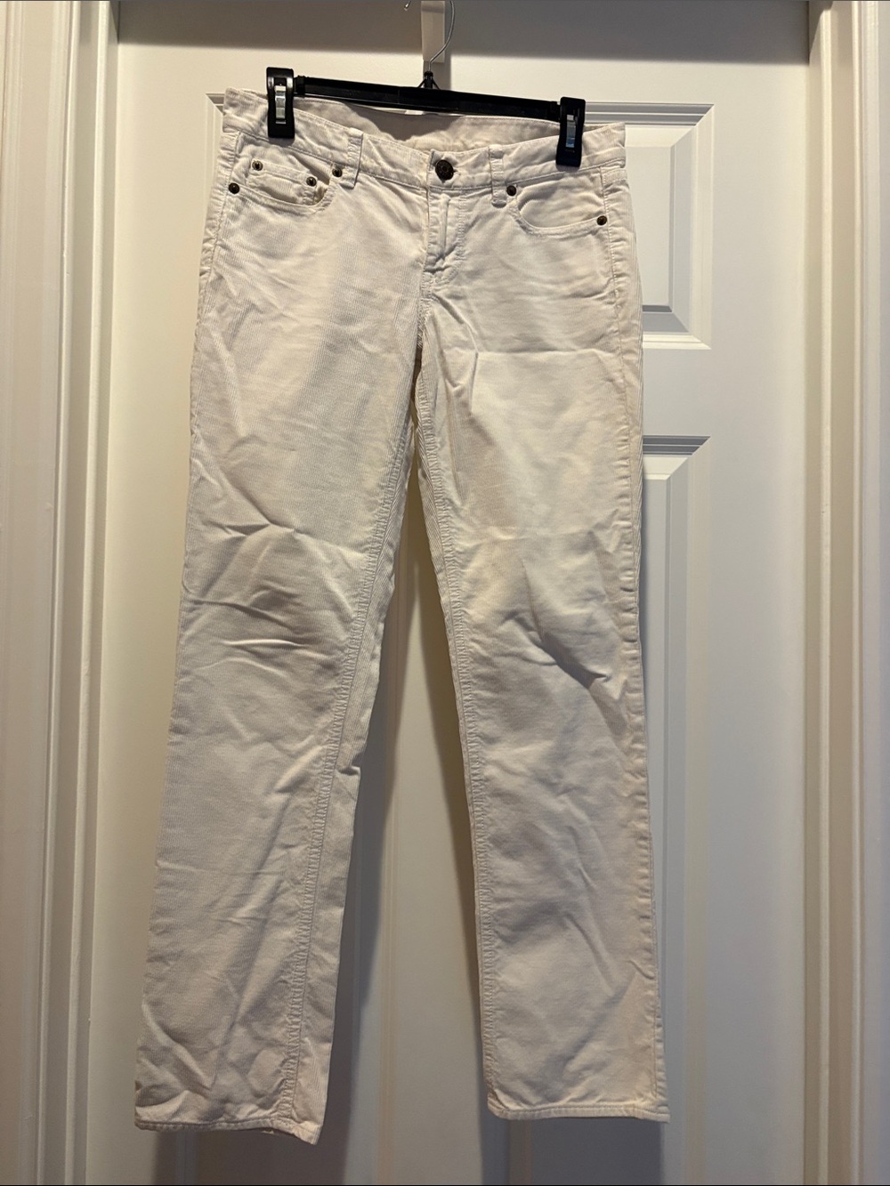 J. Crew Women's White Corduroy, Straight Jeans- 100% cotton